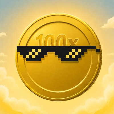 100x gold coin wearing pixel sunglasses